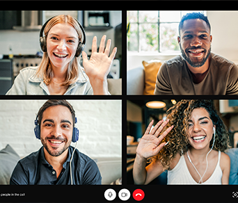 waving hand on computer screen